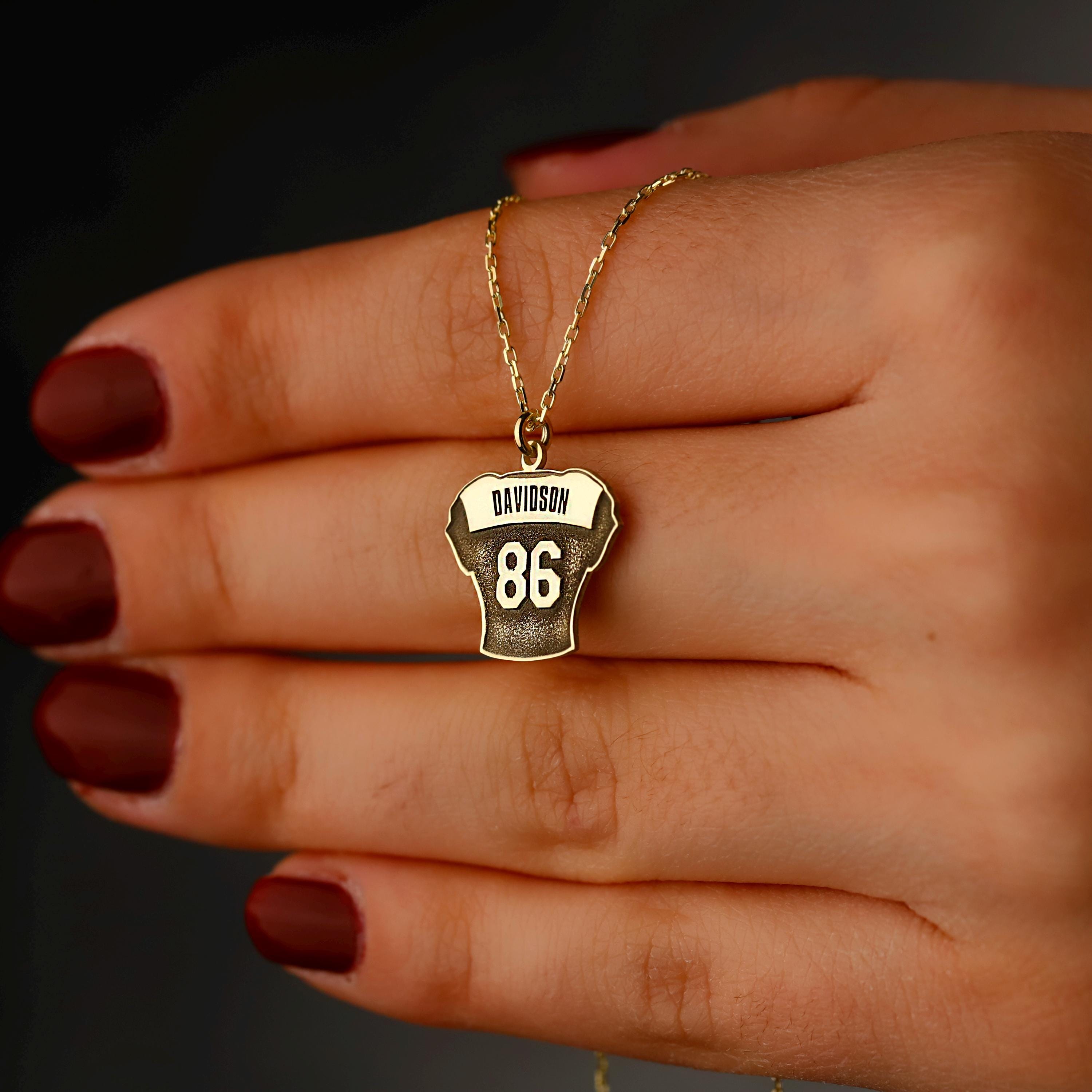 Personalized Sterling Silver Football Jersey Necklace