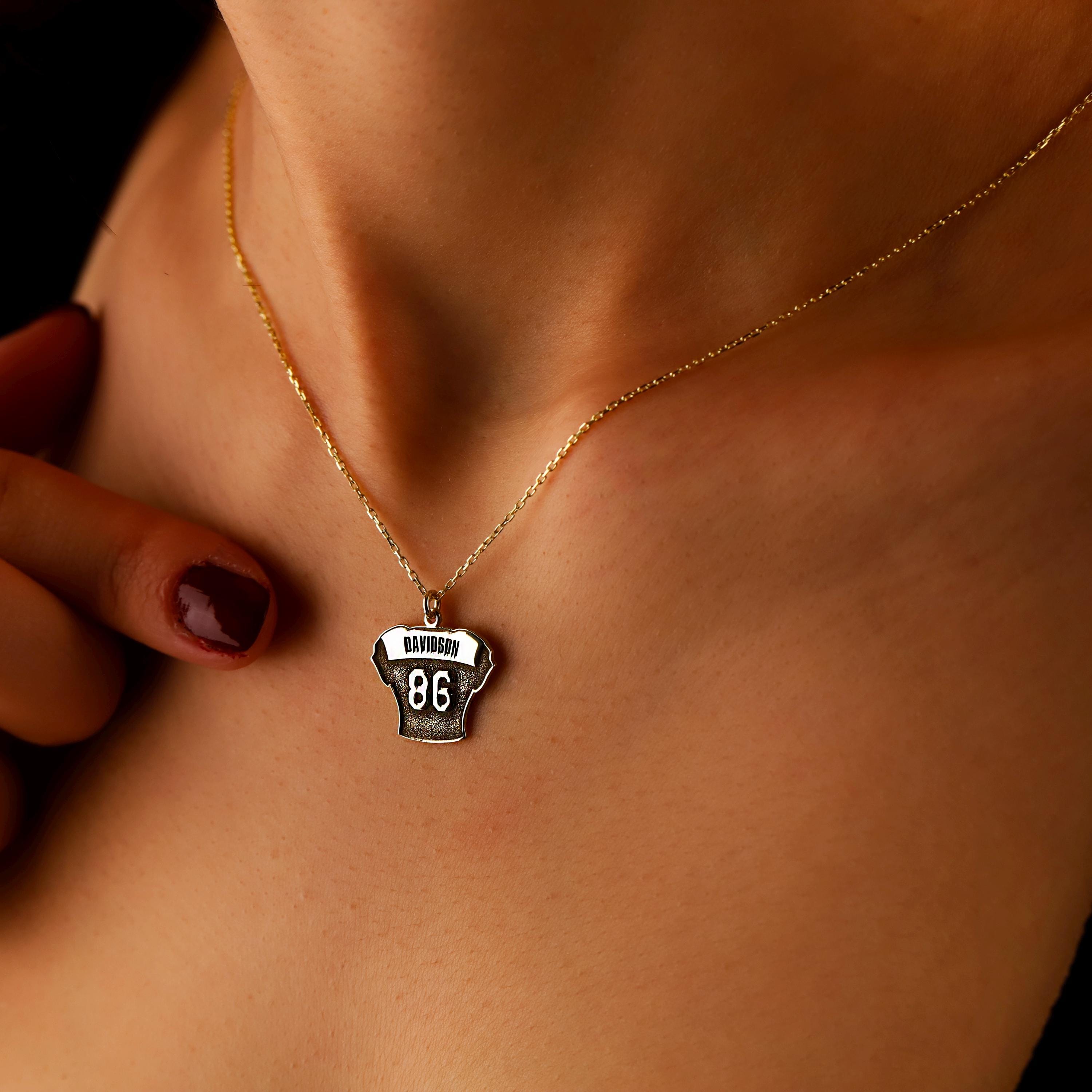 Personalized Sterling Silver Football Jersey Necklace
