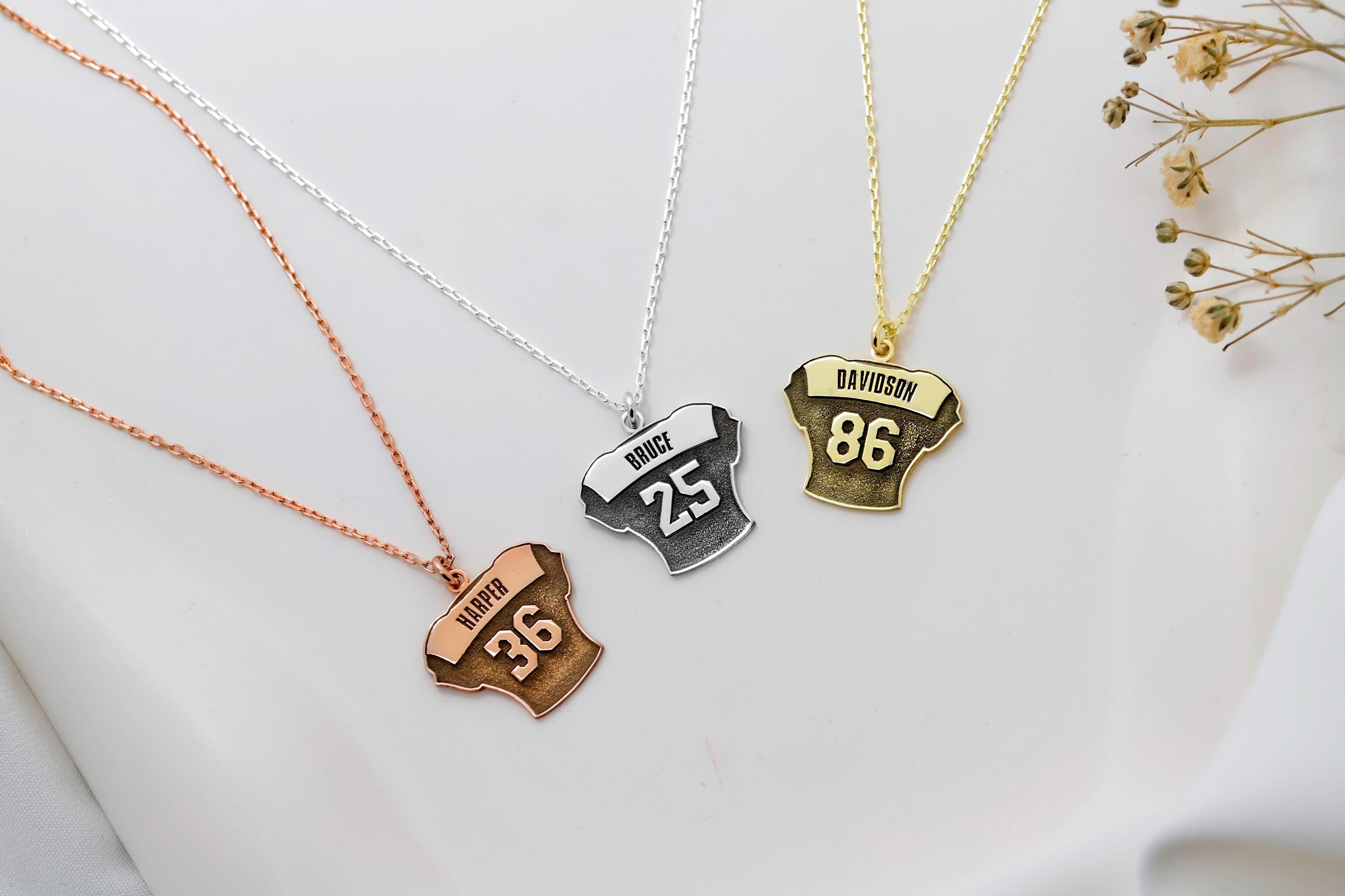 Personalized Sterling Silver Football Jersey Necklace