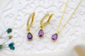 Amethyst Elegance: 14K Gold & Sterling Silver Jewelry Set with Stunning Drop Earrings & Necklace