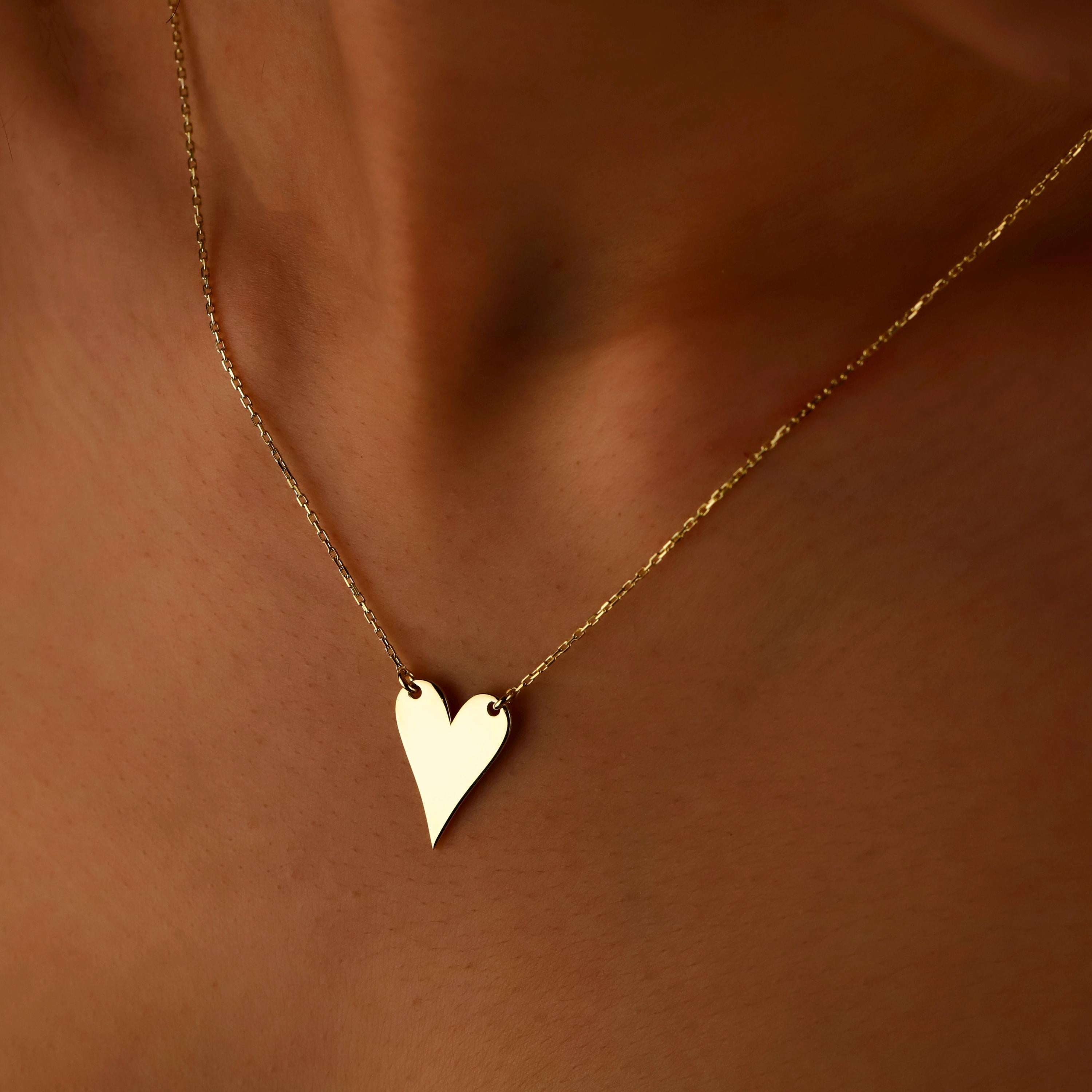 Actual Handwriting Engraving Heartfelt Grace Minimalist Heart Necklace in  925 Sterling Silver