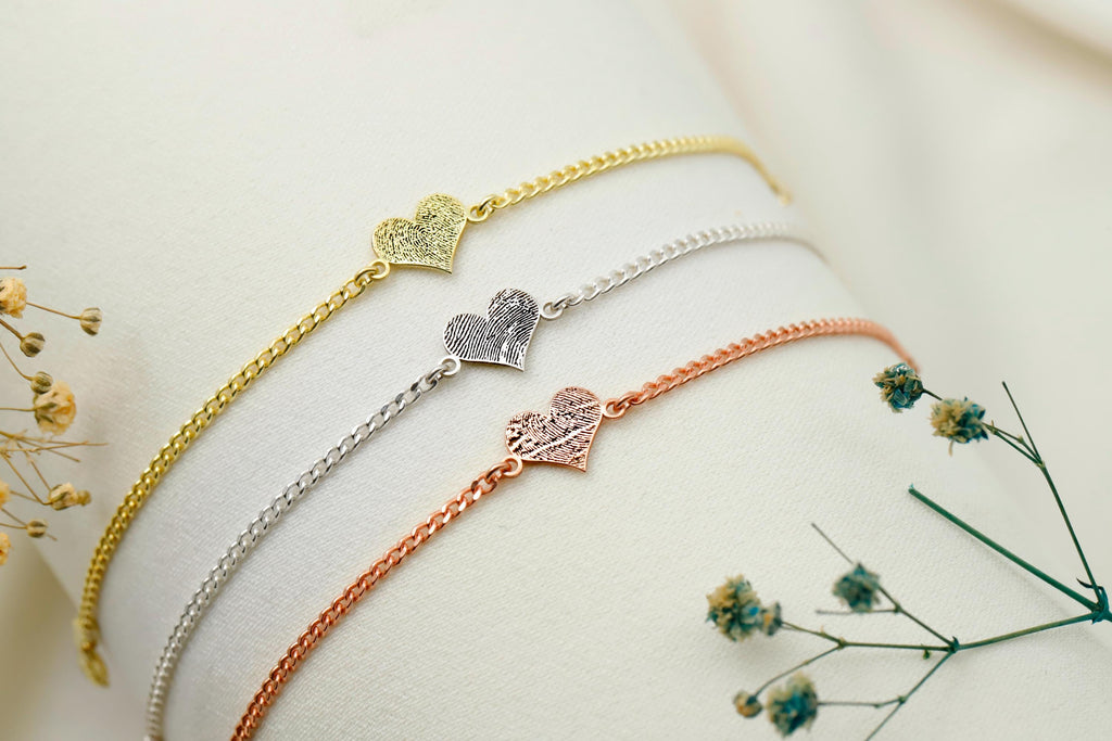Actual Fingerprint Engraving Bracelet in 925 Sterling Silver