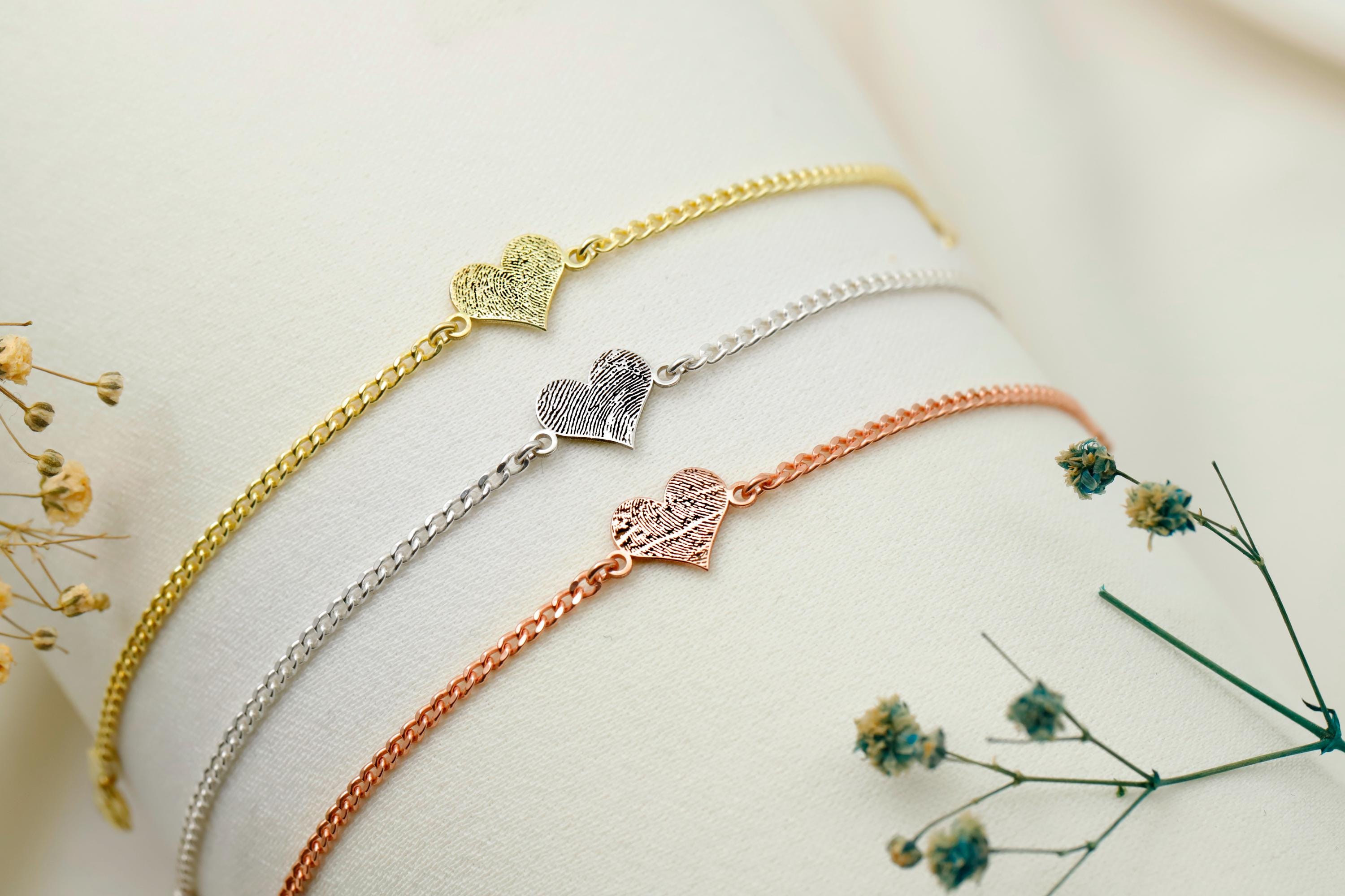 Actual Fingerprint Engraving Bracelet in 925 Sterling Silver