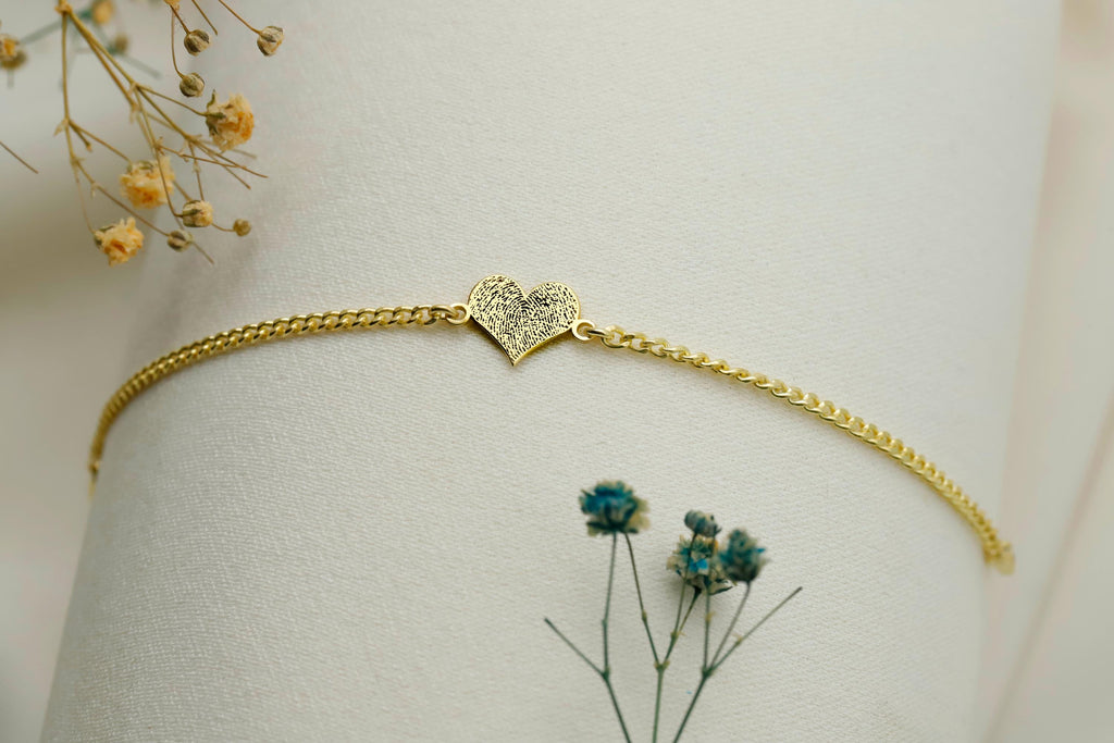 Actual Fingerprint Engraving Bracelet in 925 Sterling Silver