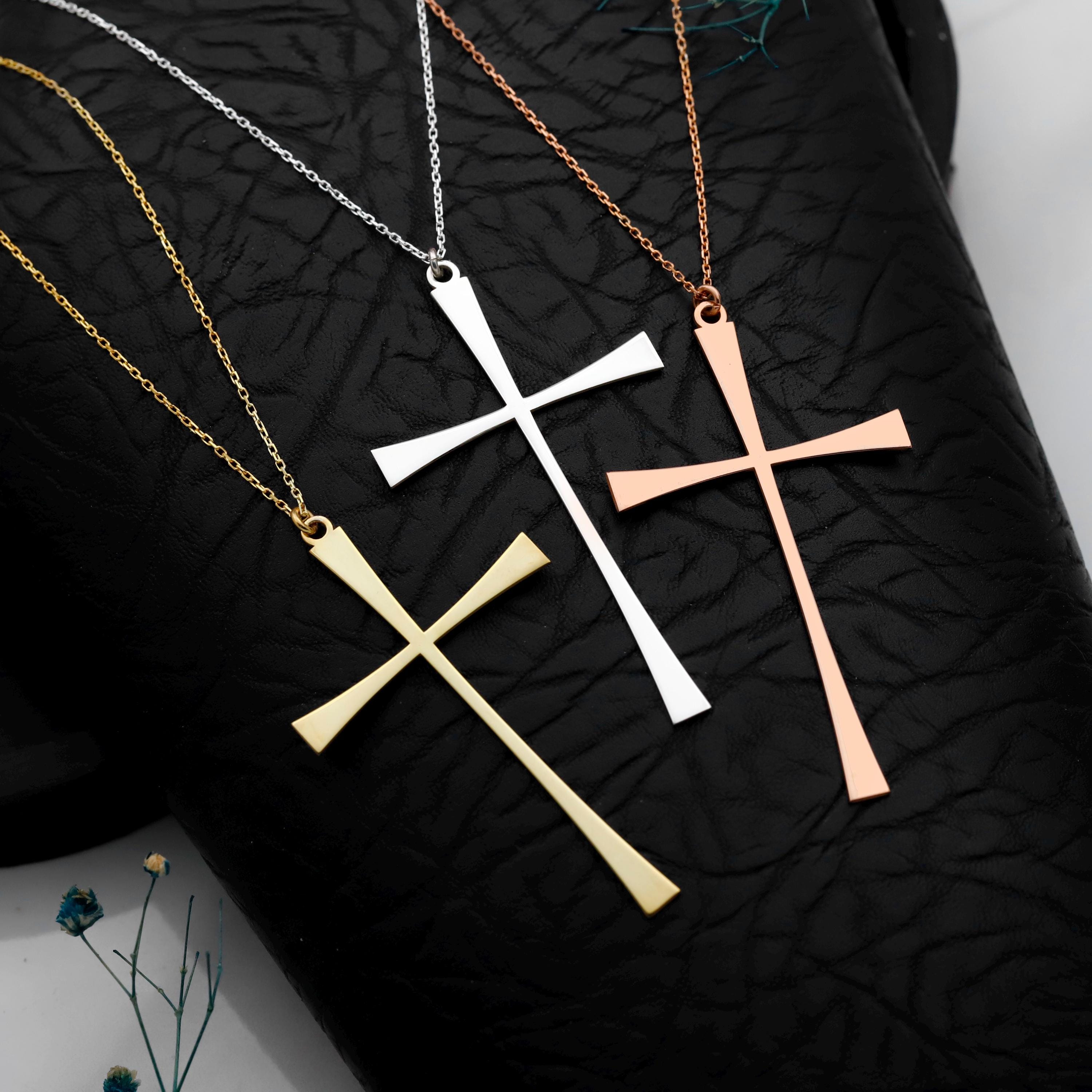 Timeless Grace Sterling Silver Tapered Cross Necklace - Modern Christian Pendant for Inspiring Style