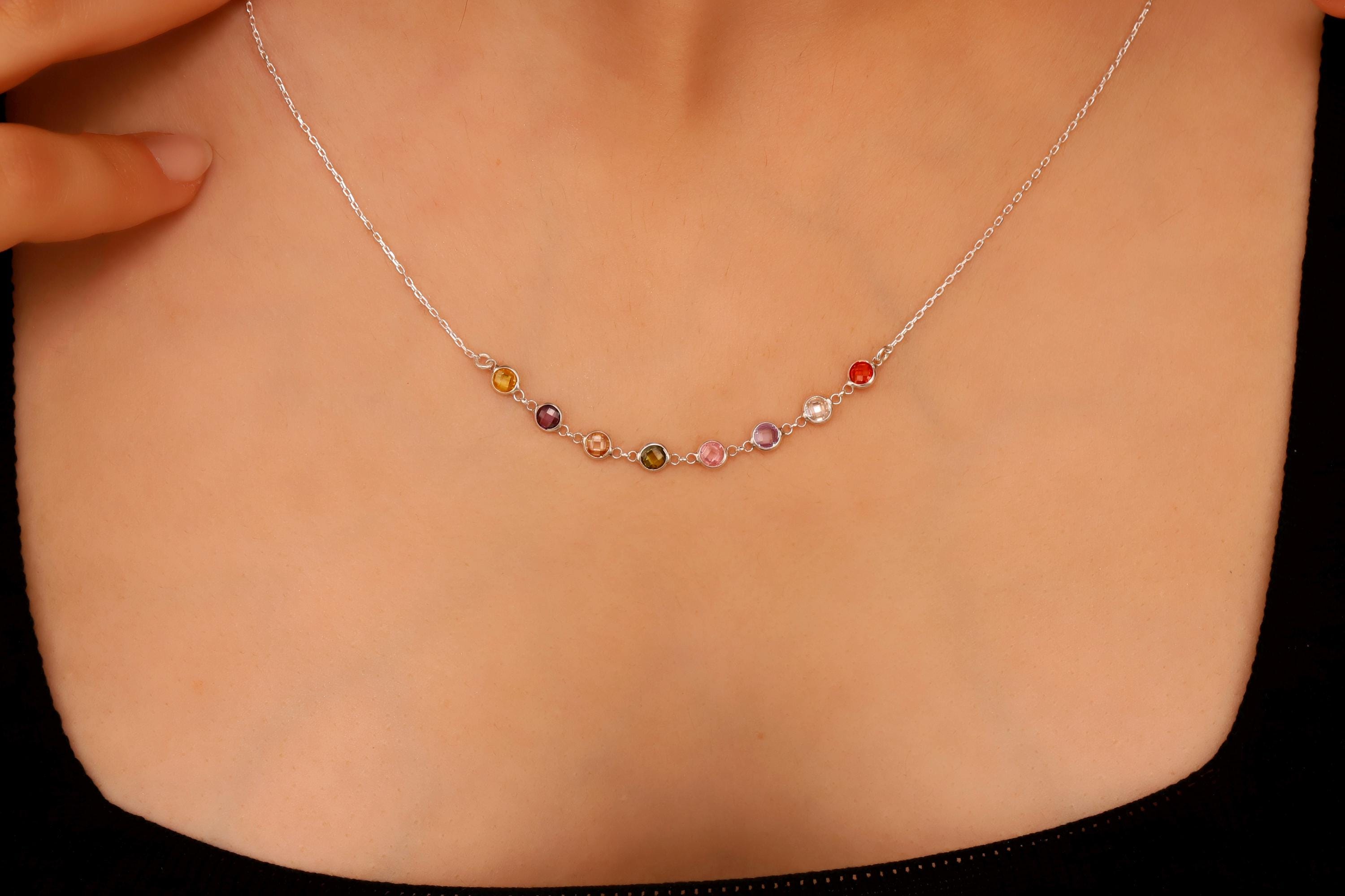 Rainbow Gemstone Choker by SilverGoldandRose
