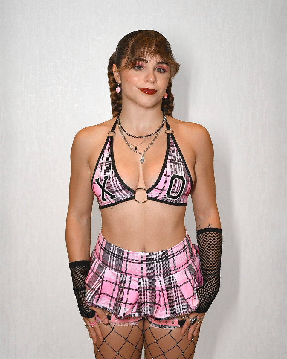 Pink Plaid Mini Skirt