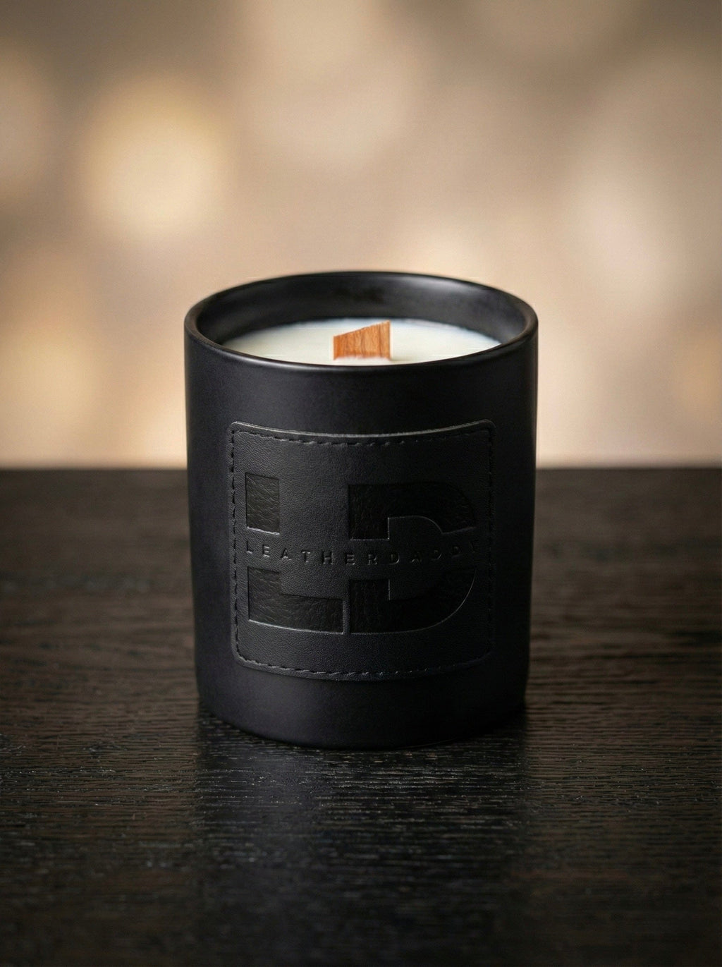 LeatherDaddy Signature Candle — Hand-Poured Soy Wax with Crackling Wooden Wick (10oz & 16oz)
