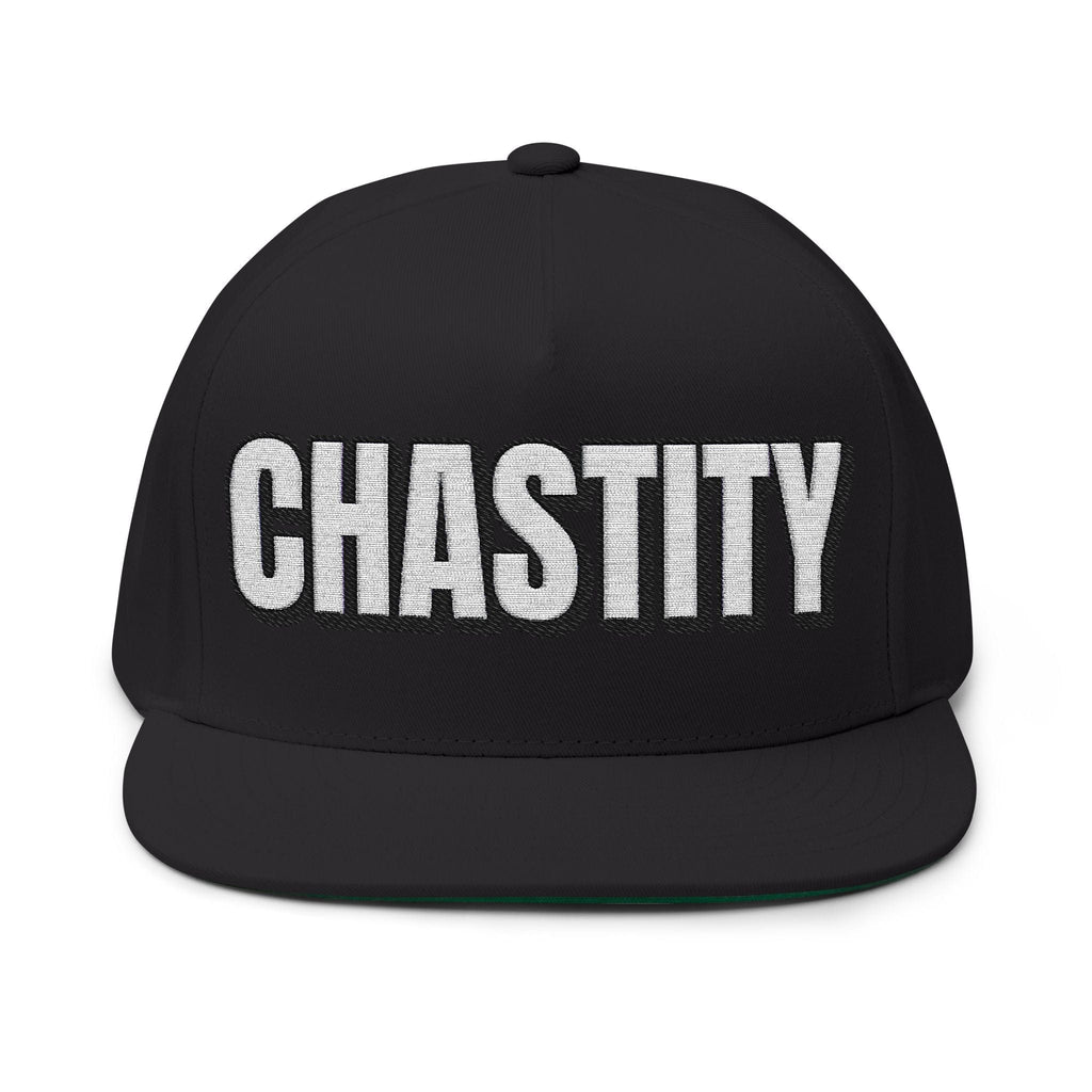 INTO: CHASTITY Embroidered Flat Bill Cap – Kink Hat for Caged Subs, Keyholder Dynamics & Erotic Denial Enthusiasts