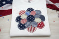 Red, white and blue patchwork patriotic flower shirt