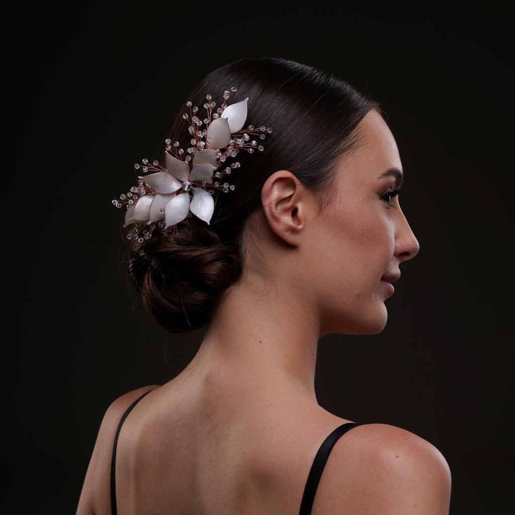 Handcrafted Rose Gold Bridal Hair Comb with Crystal Beads and Silver-Plated Wire - Elegant Wedding Hair Accessories for Brides and Bridesmaids